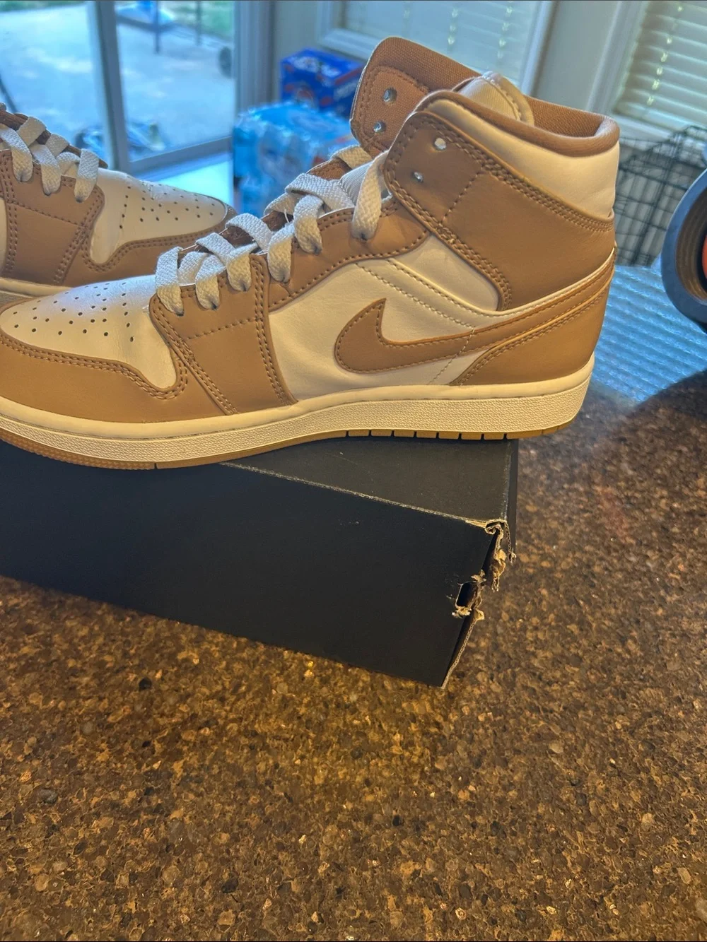 Jordan High Top Sneakers in White and Tan